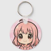かわいいアニメの女の子の顔のキーチェーン