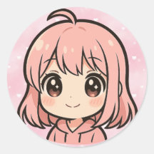 かわいいアニメの女の子の顔ステッカー