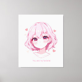かわいいアニメの女の子バレンタインスウェットシャツ キャンバスプリント