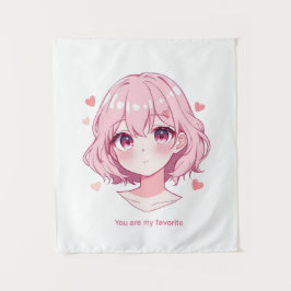 かわいいアニメの女の子バレンタインスウェットシャツ タペストリー