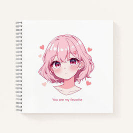 かわいいアニメの女の子バレンタインスウェットシャツ ノートブック