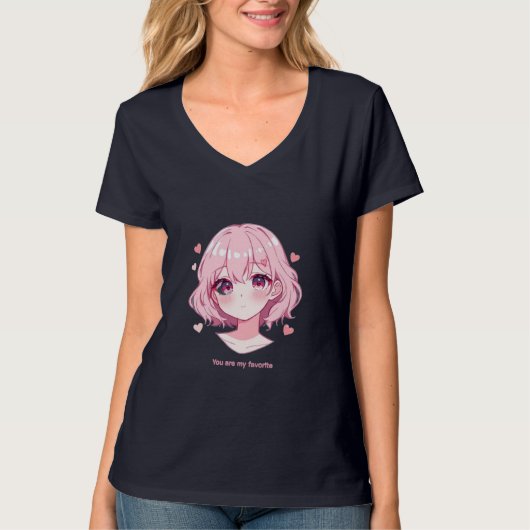 かわいいアニメの女の子バレンタインスウェットシャツ Tシャツ (正面)