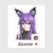 かわいいアニメの女の子(キツネ耳) シール (シート)