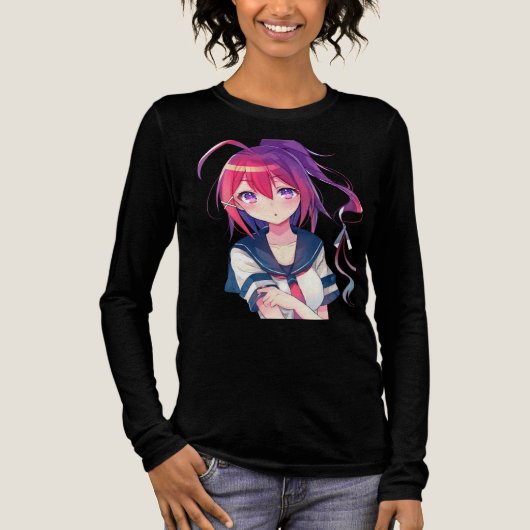 かわいいアニメの女の子 🤩 トライブレンドTシャツ (正面)
