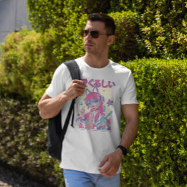 かわいいアニメの女の子 – ヘッドフォン Tシャツ