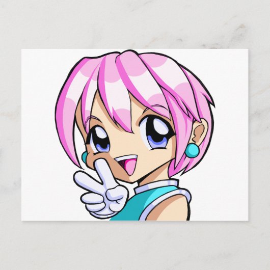 かわいいアニメの女の子 ポストカード (正面)