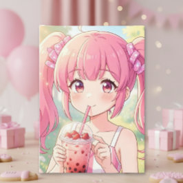かわいいアニメの女の子 | 娘の誕生日 ぬりえ カード
