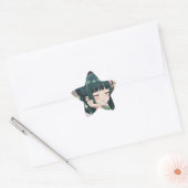 かわいいアニメの女の子 美しいグラフィック かわいい漫画 星シール (封筒)