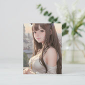 かわいいアニメの女性のポストカード ポストカード (スタンド正面)