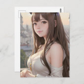 かわいいアニメの女性はがき ポストカード (正面/裏面)