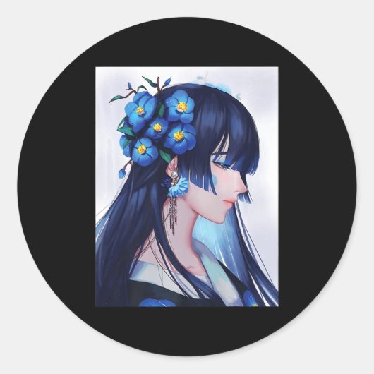 かわいいアニメの女日本の子の美的な衣装ギフトA ラウンドシール (正面)