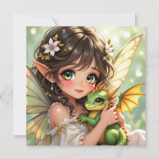 かわいいアニメの妖精とちびドラゴン  (正面)
