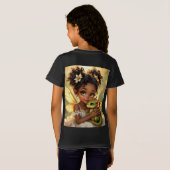 かわいいアニメの妖精の女の子とちびドラゴン Tシャツ (裏面フル)