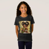かわいいアニメの妖精の女の子とちびドラゴン Tシャツ (正面フル)