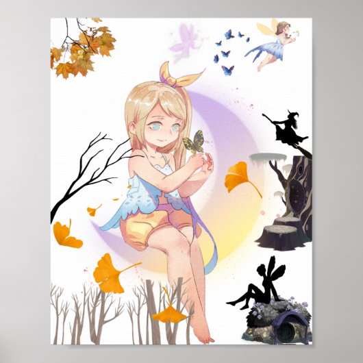かわいいアニメの妖精プリンセスの壁アートポスター ポスター (正面)