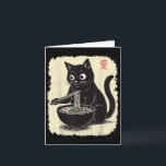 かわいいアニメの子猫がラーメンを食べるユーモアたっぷりの日本のお茶の間 カード<br><div class="desc">ユーモアたっぷりの子猫がラーメンを食べる日本の可愛いアニメ 猫好き</div>