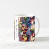 . .かわいいアニメの少女が植物を持つ コーヒーマグカップ (正面右)