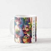 . .かわいいアニメの少女が植物を持つ コーヒーマグカップ (正面左)