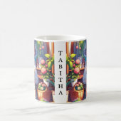 . .かわいいアニメの少女が植物を持つ コーヒーマグカップ (中央)