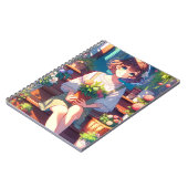 . .かわいいアニメの少女が植物を持つ ノートブック (左側)