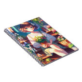 . .かわいいアニメの少女が植物を持パーソナライズされたつ ノートブック (右側)