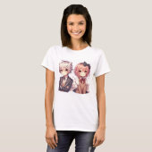 かわいいアニメの少女と少年 Tシャツ (正面フル)