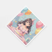 かわいいアニメの少女の誕生日パーティー スタンダードランチョンナプキン (角)