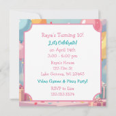 かわいいアニメの少女の誕生日パーティー 招待状 (裏面)