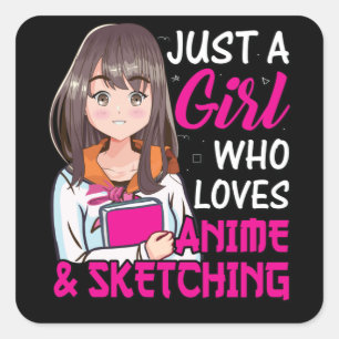 かわいいアニメの少女 アニメ&スケッチ愛好家 スクエアシール