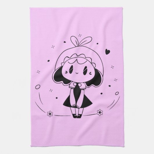 かわいいアニメの少女 キッチンタオル (縦)