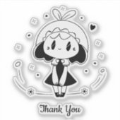 かわいいアニメの少女 シール (正面)