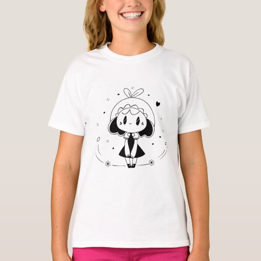 かわいいアニメの少女 Tシャツ (正面)