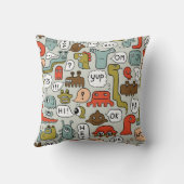 かわいいアニメの怪物のシームレスな背景 クッション (裏面)