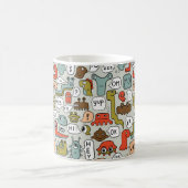 かわいいアニメの怪物のシームレスな背景 コーヒーマグカップ (中央)