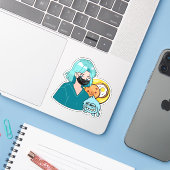 かわいいアニメの朝食 - マスクの女の子とクマトースト シール (ノートパソコンとiPhone)