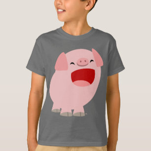 かわいいアニメの歌う豚の子供用Tシャツ Tシャツ
