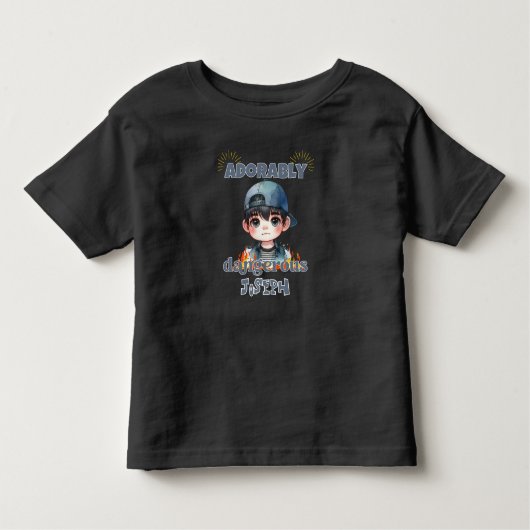 かわいいアニメの男の子 – 愛らしくも危険 トドラーTシャツ (正面)