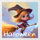 かわいいアニメの空飛ぶ魔女 ウィンドウサイン (シート)