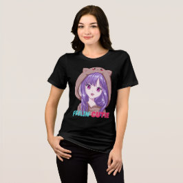かわいいアニメの紫髪の女子高生 トライブレンドＴシャツ