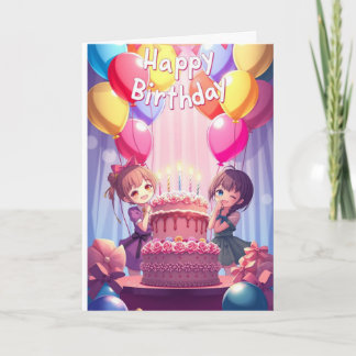 かわいいアニメの誕生日 カード