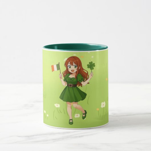 かわいいアニメの赤毛の聖パトリックの祝日 マグカップ (中央)