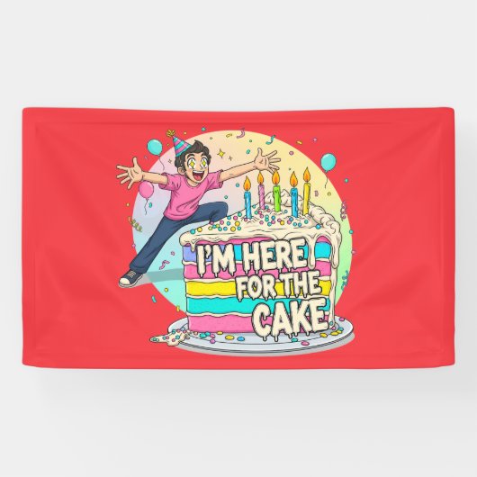 かわいいアニメアイお誕生日ケーキ恋人 横断幕 (横)