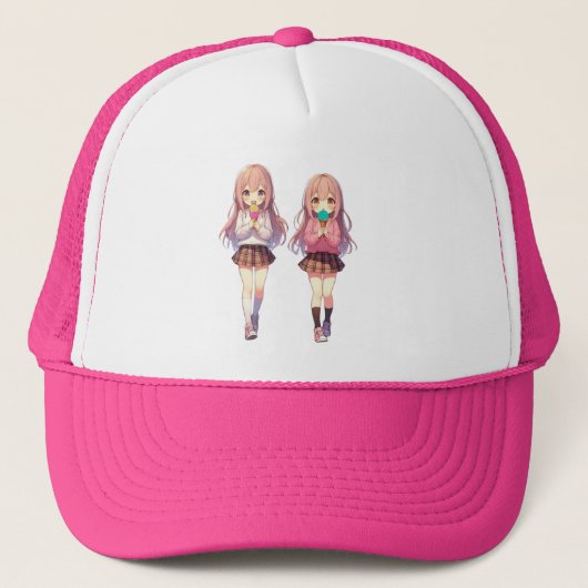 かわいいアニメアイスクリームの女の子 キャップ (正面)