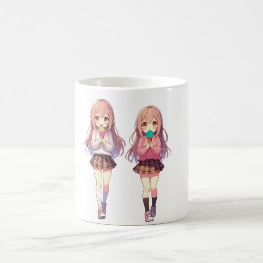 かわいいアニメアイスクリームの女の子 コーヒーマグカップ (中央)