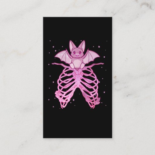 かわいいアニメアニマルパステルゴシックこうもり 名刺 (正面)