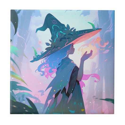 かわいいアニメウィッチガールファンタジー タイル (正面)
