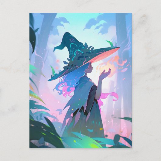 かわいいアニメウィッチガールファンタジー ポストカード (正面)
