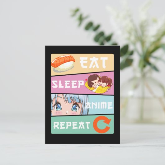 かわいいアニメウオッチングガールジャパン漫画マンガアニメ ポストカード (スタンド正面)