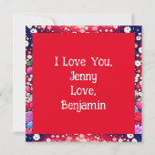 かわいいアニメカップルと花とハート パーソナライズされた (裏面)