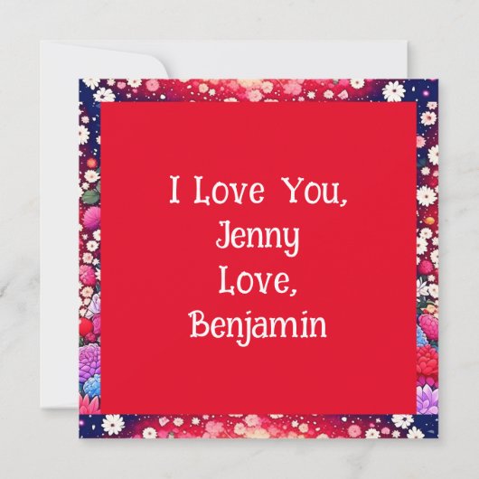 かわいいアニメカップルと花とハート パーソナライズされた (裏面)